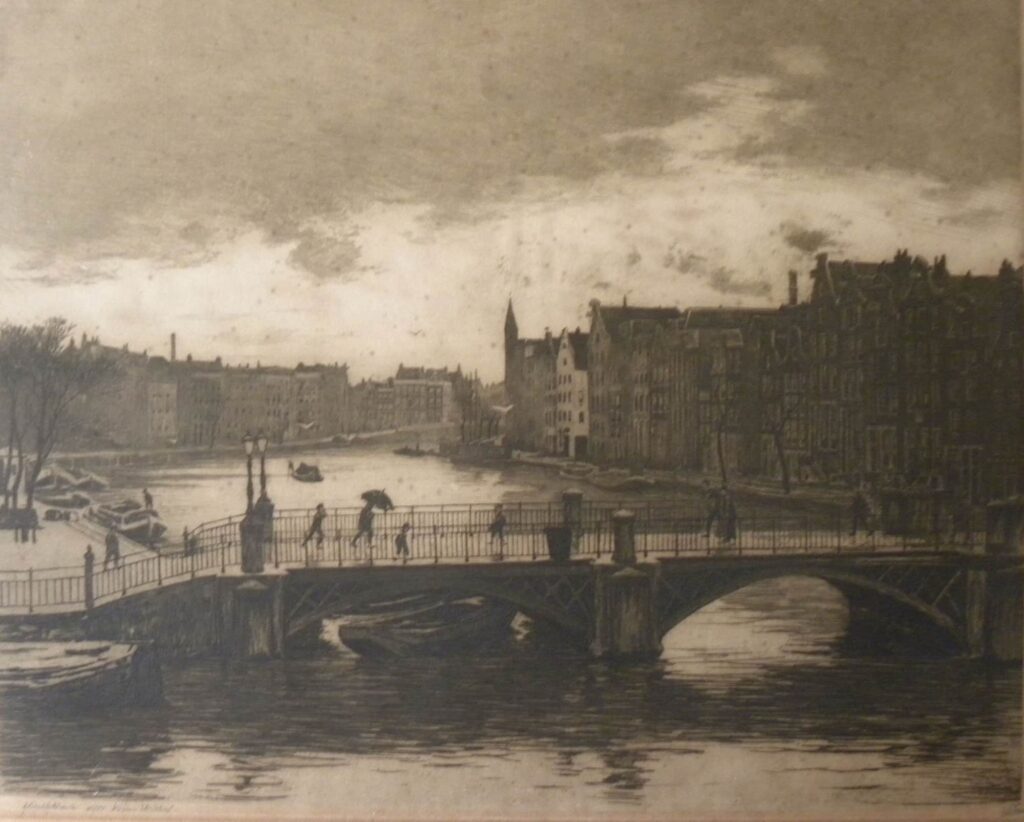 Willem witsen - gezicht op binnen-amstel en halvemaansteegbrug