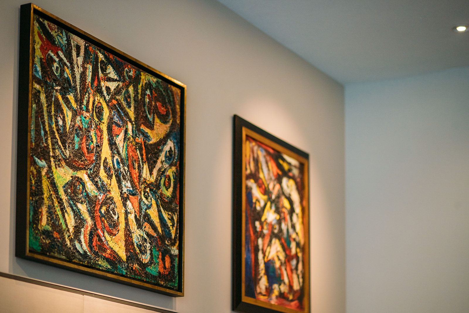 Close-up of two cobra artworks from the ambassade hotel’s contemporary art collection.