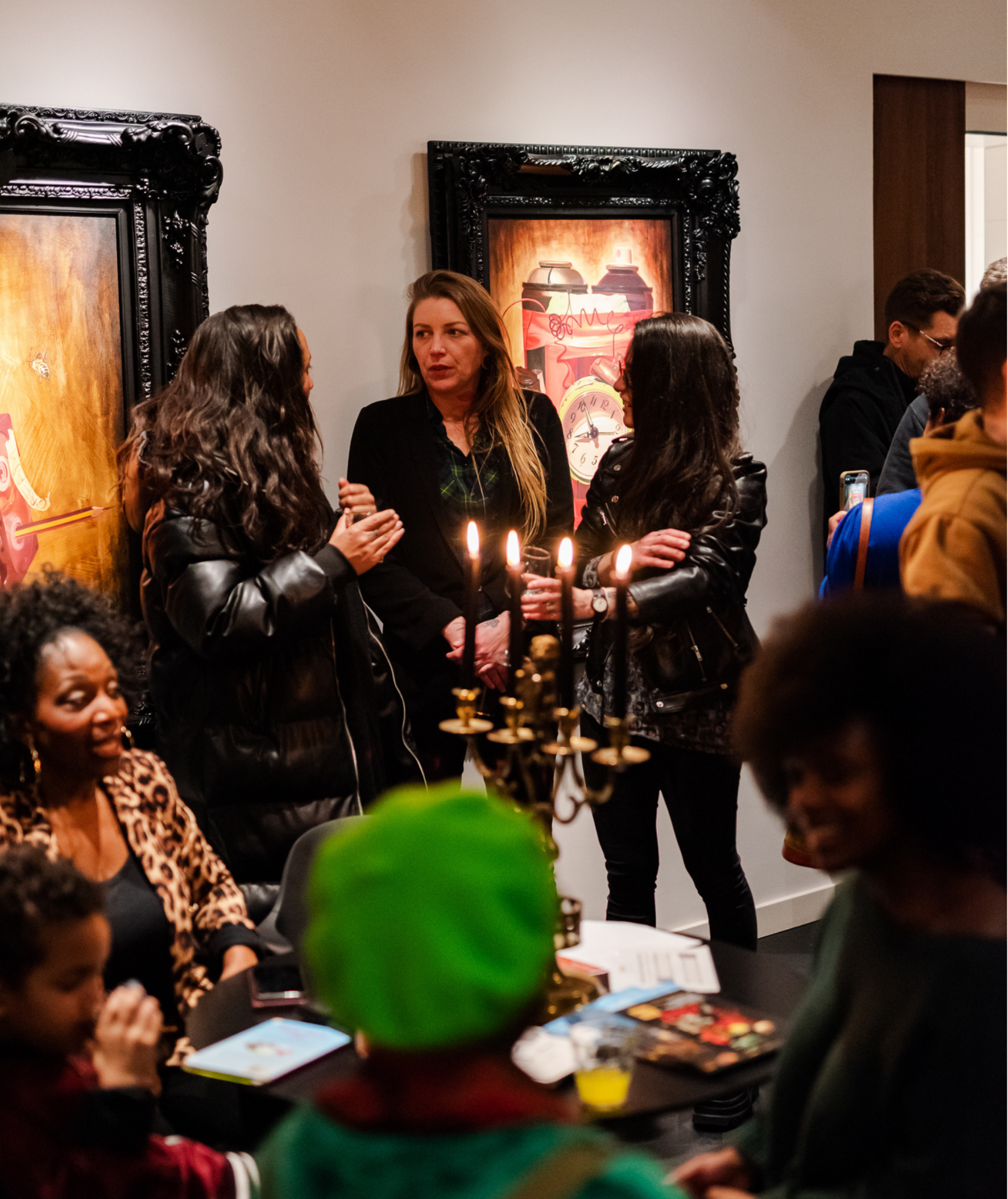 People talking during an exhibition